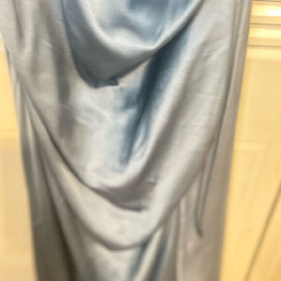 ASTRD halter satin MAXI  Elegant Blue Evening Dress size XL - Picture 4 of 7